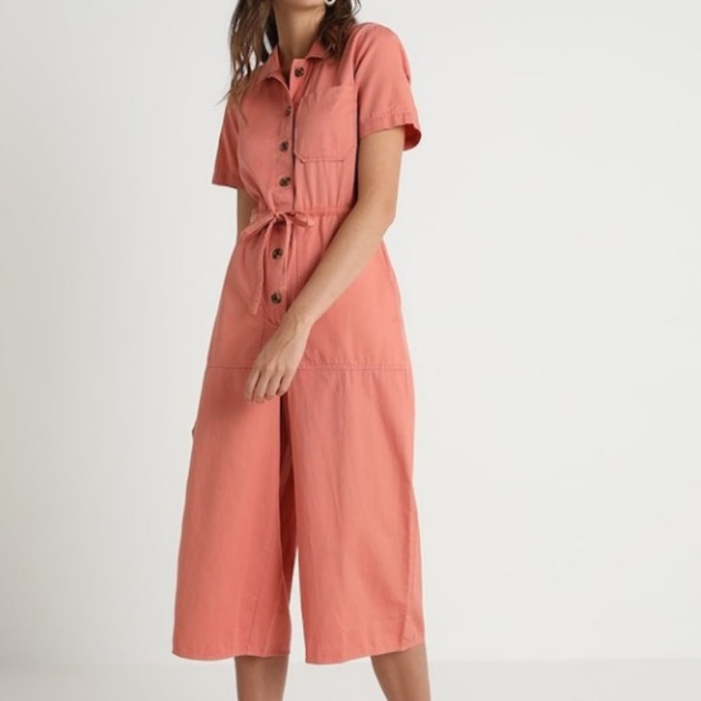 Madewell Wide‎ Leg Utility Jumpsuit Coral Size 18